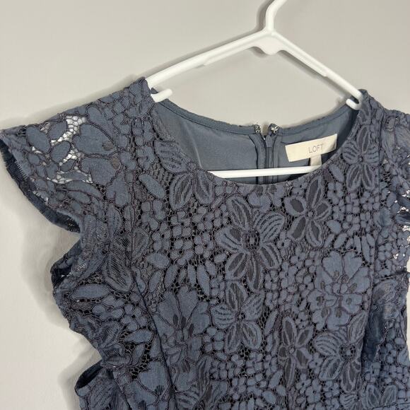 LOFT Blue Dress with Capped Sleeves Size 6P Petites - Picture 5 of 16